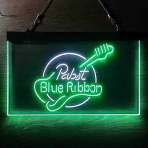 Pabst Blue Ribbon Guitar 2 Neon-Like LED Sign