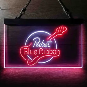Pabst Blue Ribbon Guitar 2 Neon-Like LED Sign