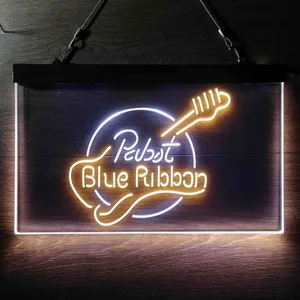 Pabst Blue Ribbon Guitar 2 Neon-Like LED Sign