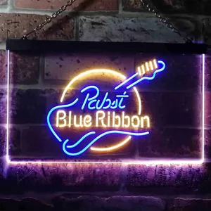 Pabst Blue Ribbon Guitar Neon-Like LED Sign