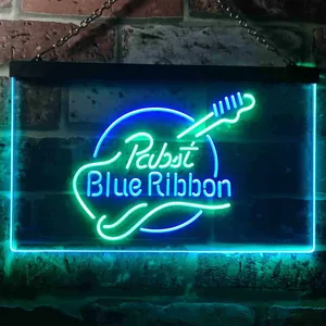 Pabst Blue Ribbon Guitar Neon-Like LED Sign