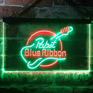 Pabst Blue Ribbon Guitar Neon-Like LED Sign