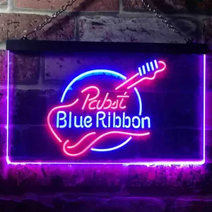 Pabst Blue Ribbon Guitar Neon-Like LED Sign