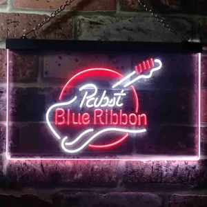 Pabst Blue Ribbon Guitar Neon-Like LED Sign