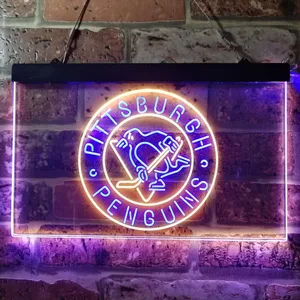 Pittsburgh Penguins Round Logo Neon-Like LED Sign
