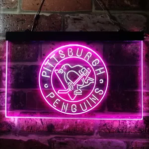 Pittsburgh Penguins Round Logo Neon-Like LED Sign