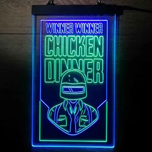 PUBG Battlegrounds Winner Winner Chicken Dinner Neon-Like LED Sign