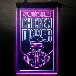 PUBG Battlegrounds Winner Winner Chicken Dinner Neon-Like LED Sign