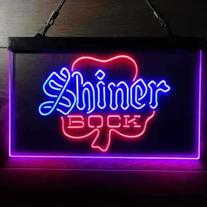 Shiner Bock Clover Shamrock Neon-Like LED Sign