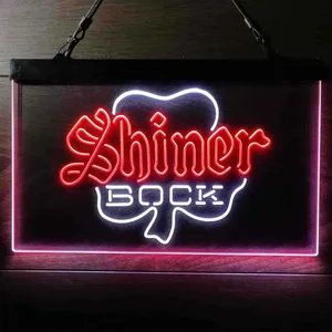 Shiner Bock Clover Shamrock Neon-Like LED Sign