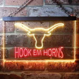Texas Longhorns Hook Em Horns Neon-Like LED Sign