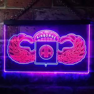 US Army 82nd Airborne Division Wings Neon-Like LED Sign