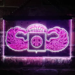 US Army 82nd Airborne Division Wings Neon-Like LED Sign