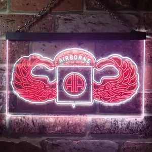 US Army 82nd Airborne Division Wings Neon-Like LED Sign