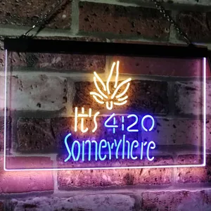 Weed It's 4:20 Somewhere Neon-Like LED Sign
