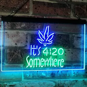 Weed It's 4:20 Somewhere Neon-Like LED Sign