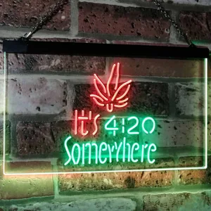 Weed It's 4:20 Somewhere Neon-Like LED Sign