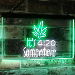 Weed It's 4:20 Somewhere Neon-Like LED Sign
