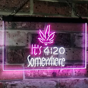 Weed It's 4:20 Somewhere Neon-Like LED Sign