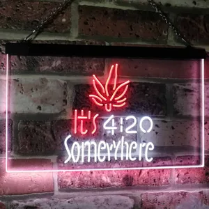 Weed It's 4:20 Somewhere Neon-Like LED Sign
