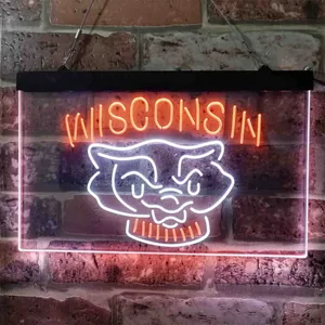 Wisconsin Badgers Logo 2 Neon-Like LED Sign