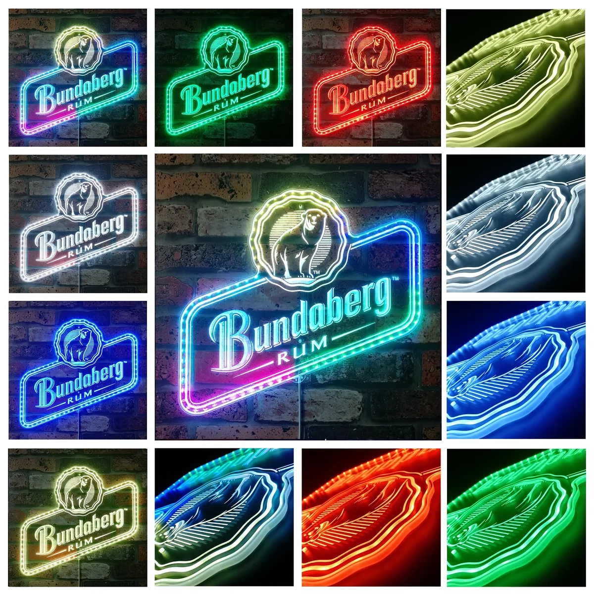 Bundaberg Rum Bear Logo Rum RGB LED Sign