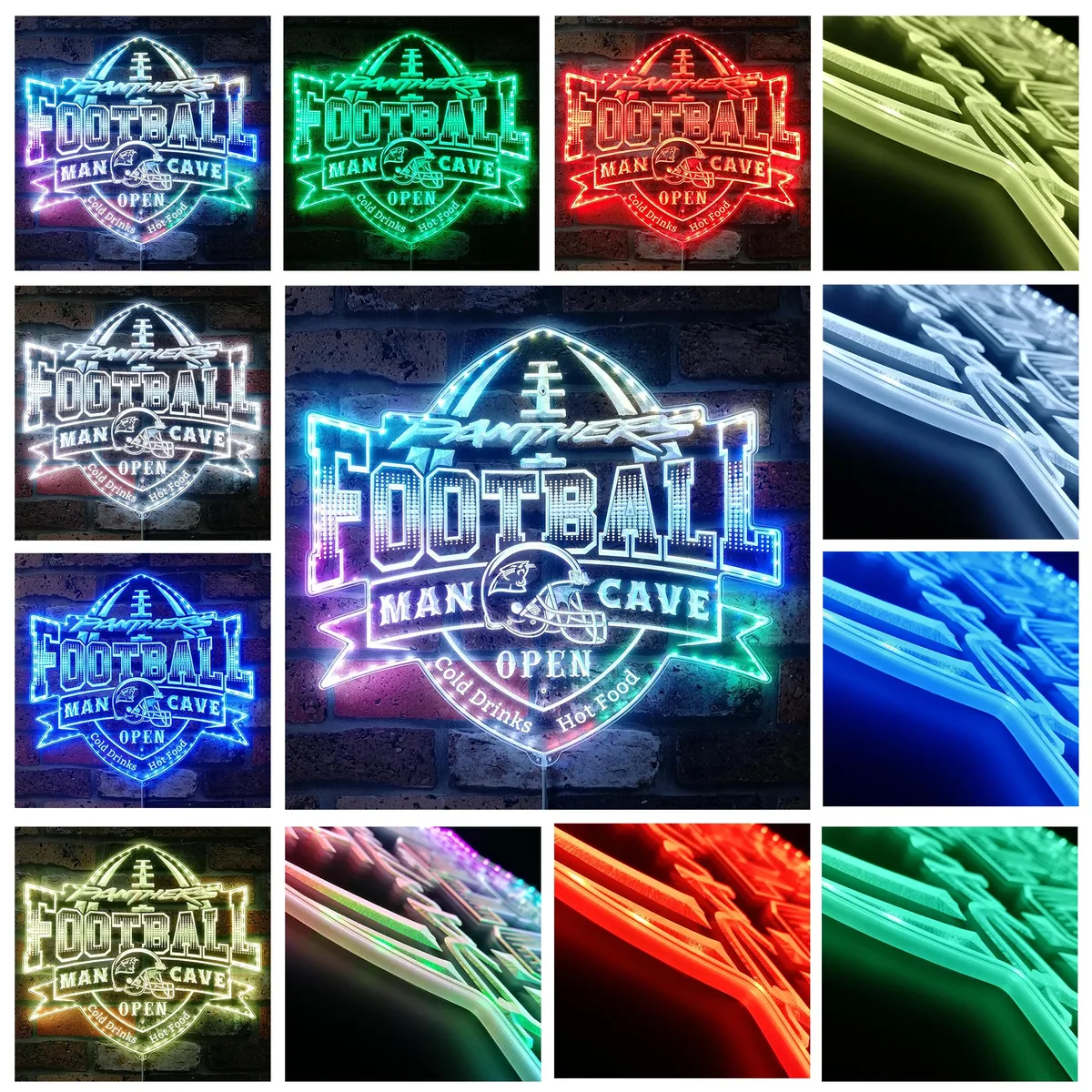 Carolina Panthers Man Cave RGB LED Sign