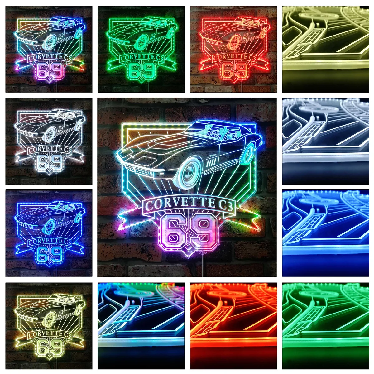 Chevrolet 1969 Corvette C3 RGB LED Sign
