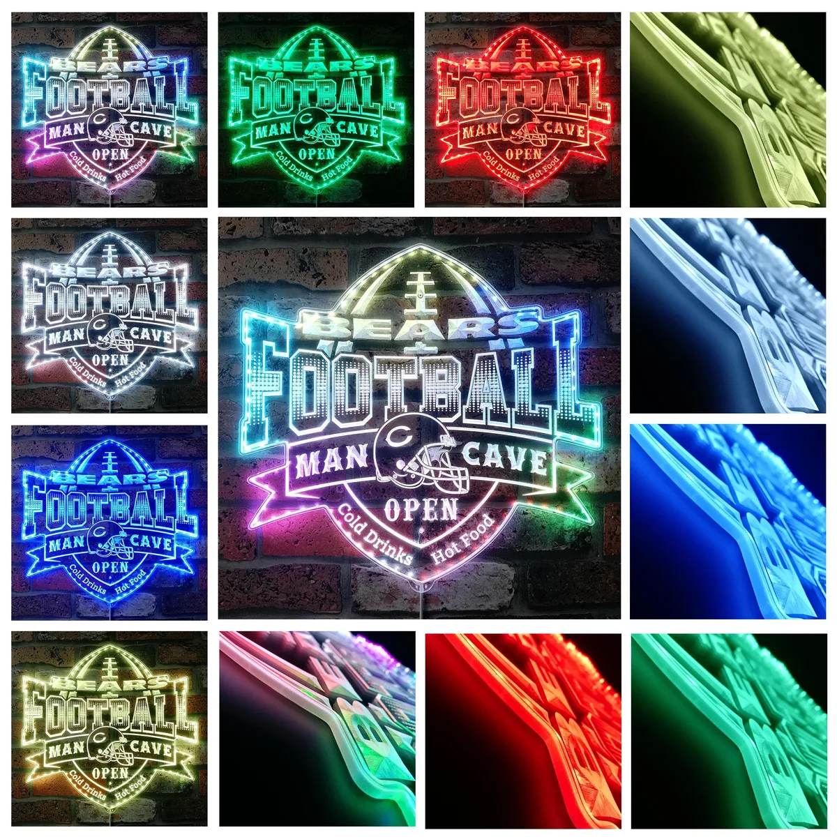 Chicago Bears Man Cave RGB LED Sign