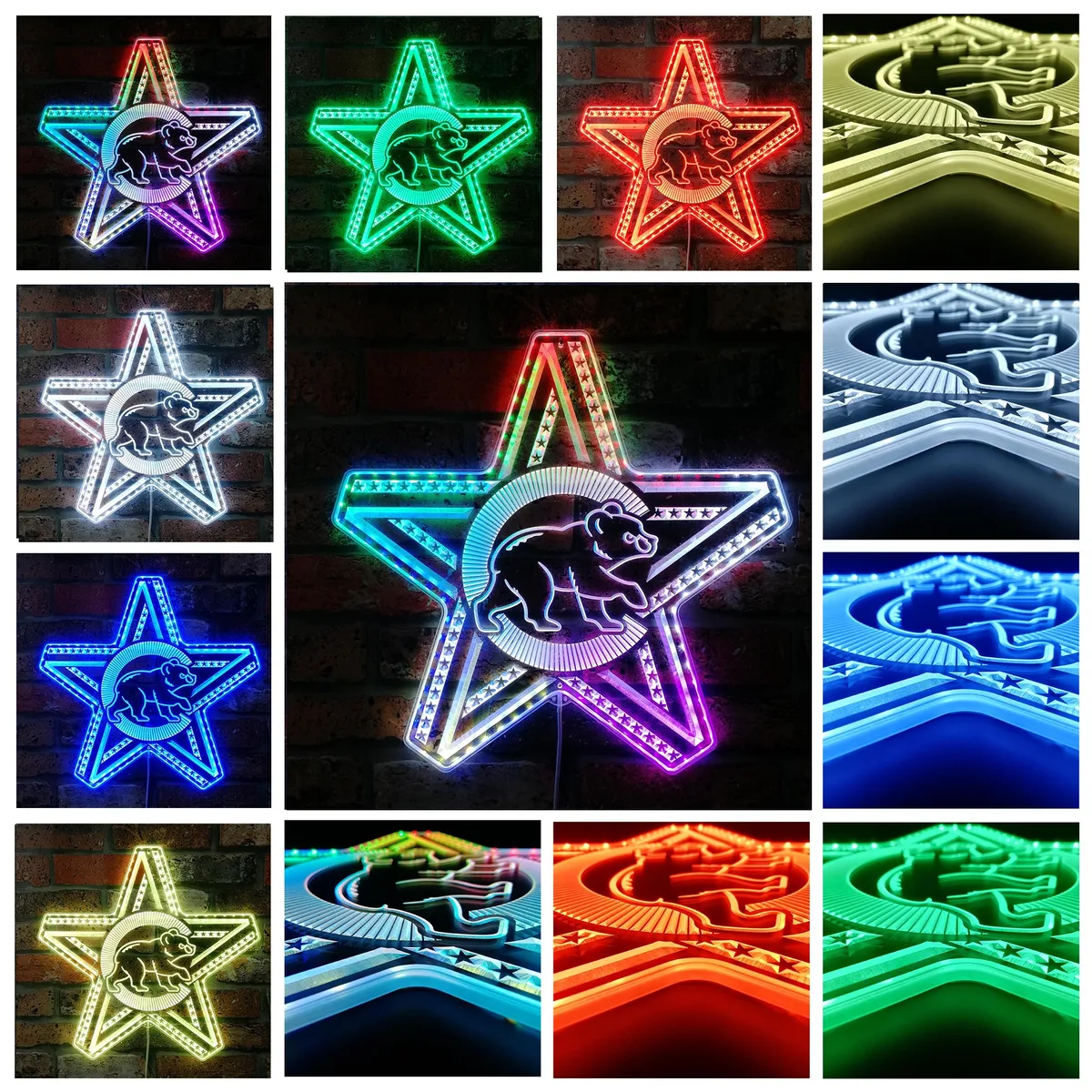 Chicago Cubs Star Logo RGB LED Sign