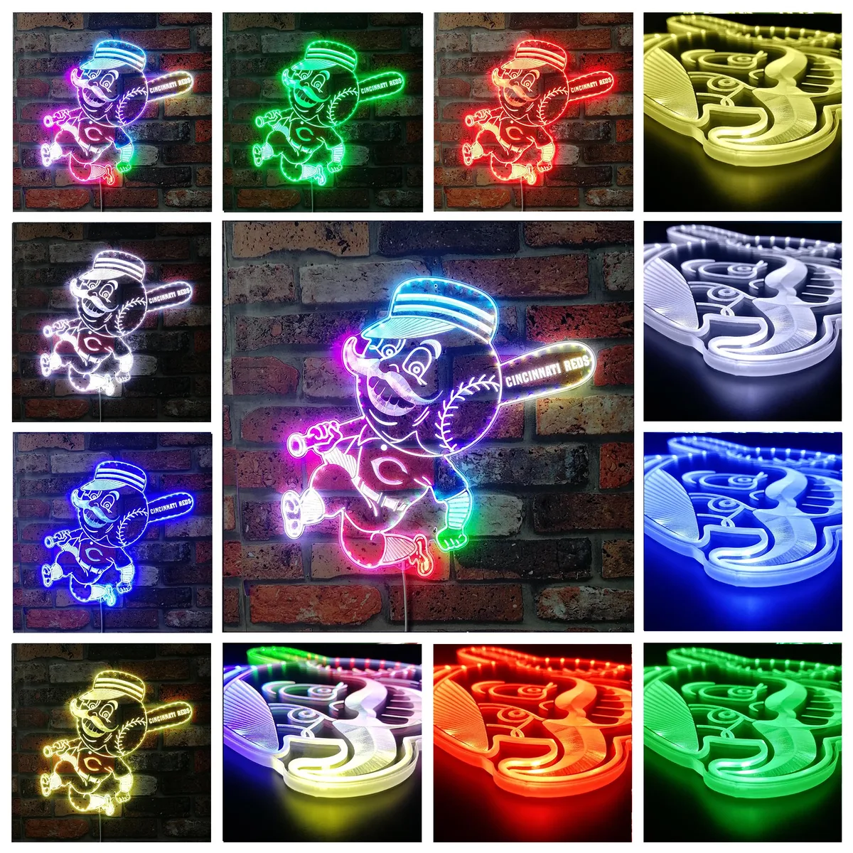 Cincinnati Reds Mr. Red Mascot RGB LED Sign