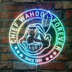 Cleveland Guardians Chief Wahoo Forever RGB LED Sign