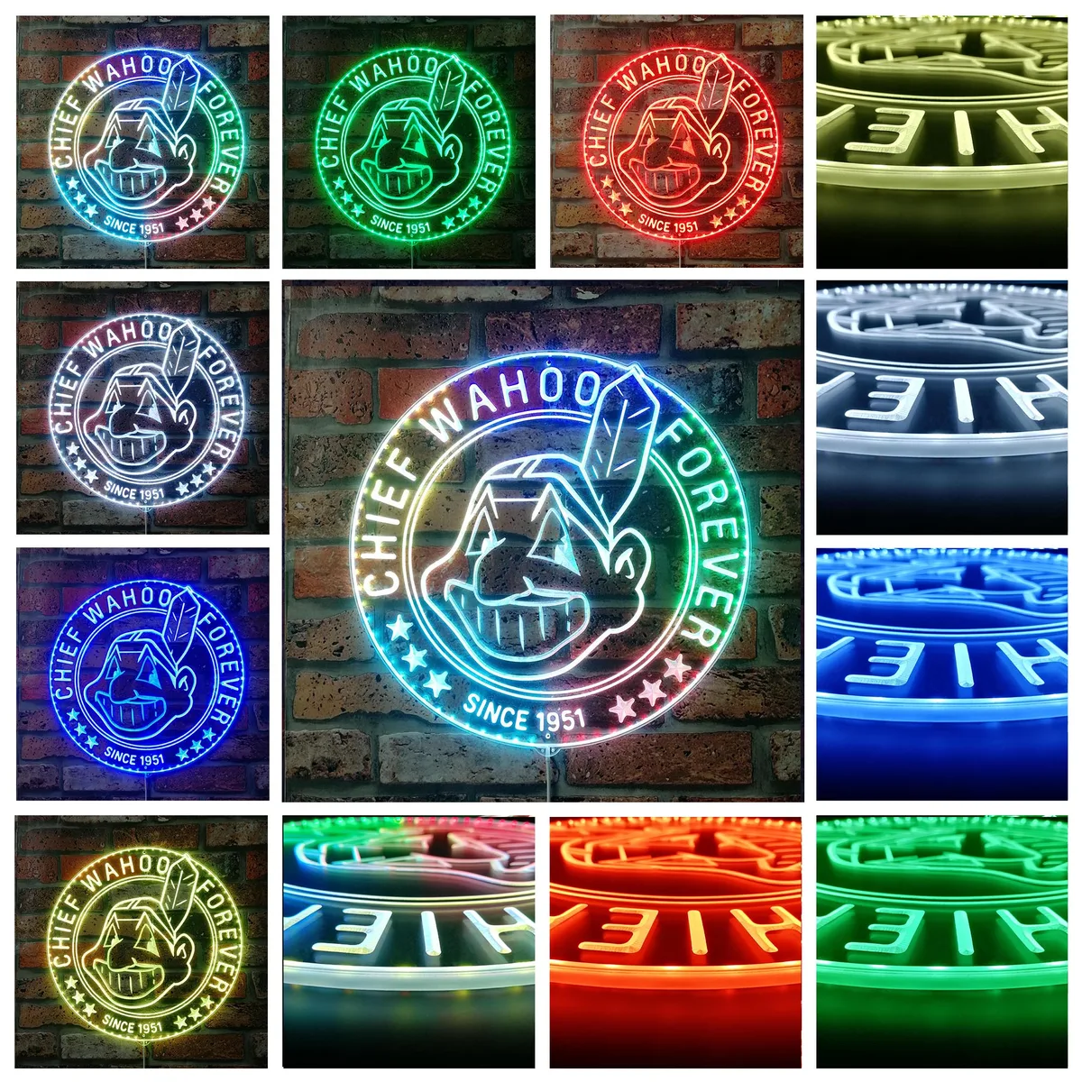 Cleveland Guardians Chief Wahoo Forever RGB LED Sign