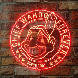 Cleveland Guardians Chief Wahoo Forever RGB LED Sign