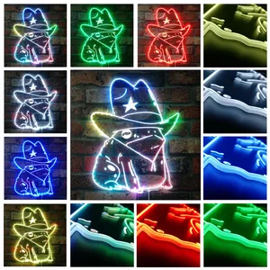 Cowgirl Frog RGB LED Sign