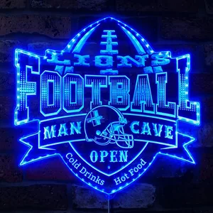 Detroit Lions Man Cave RGB LED Sign