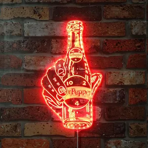 Dr Pepper Bottle in Hand RGB LED Sign