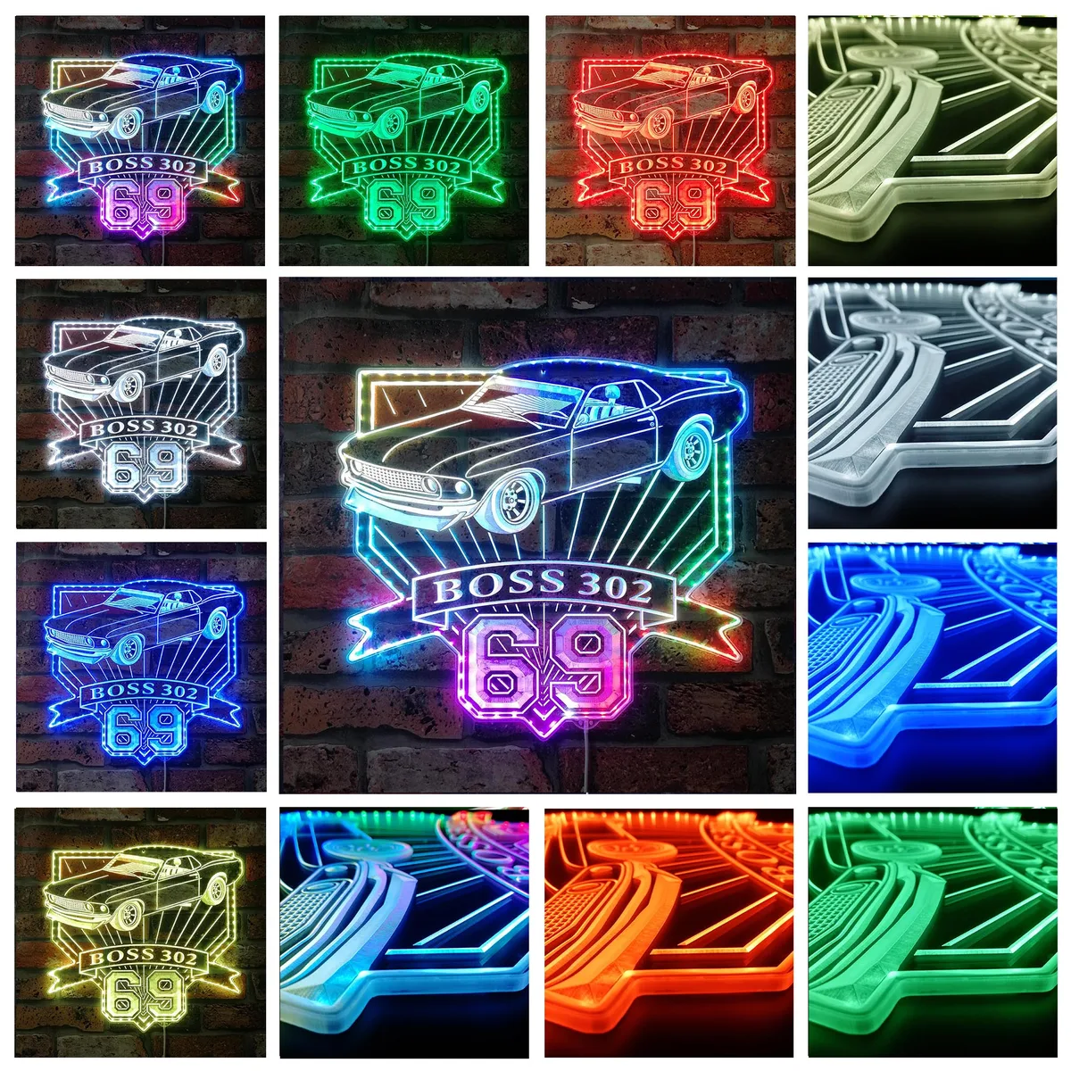 Ford 1969 Mustang Boss 302 Trans Am RGB LED Sign