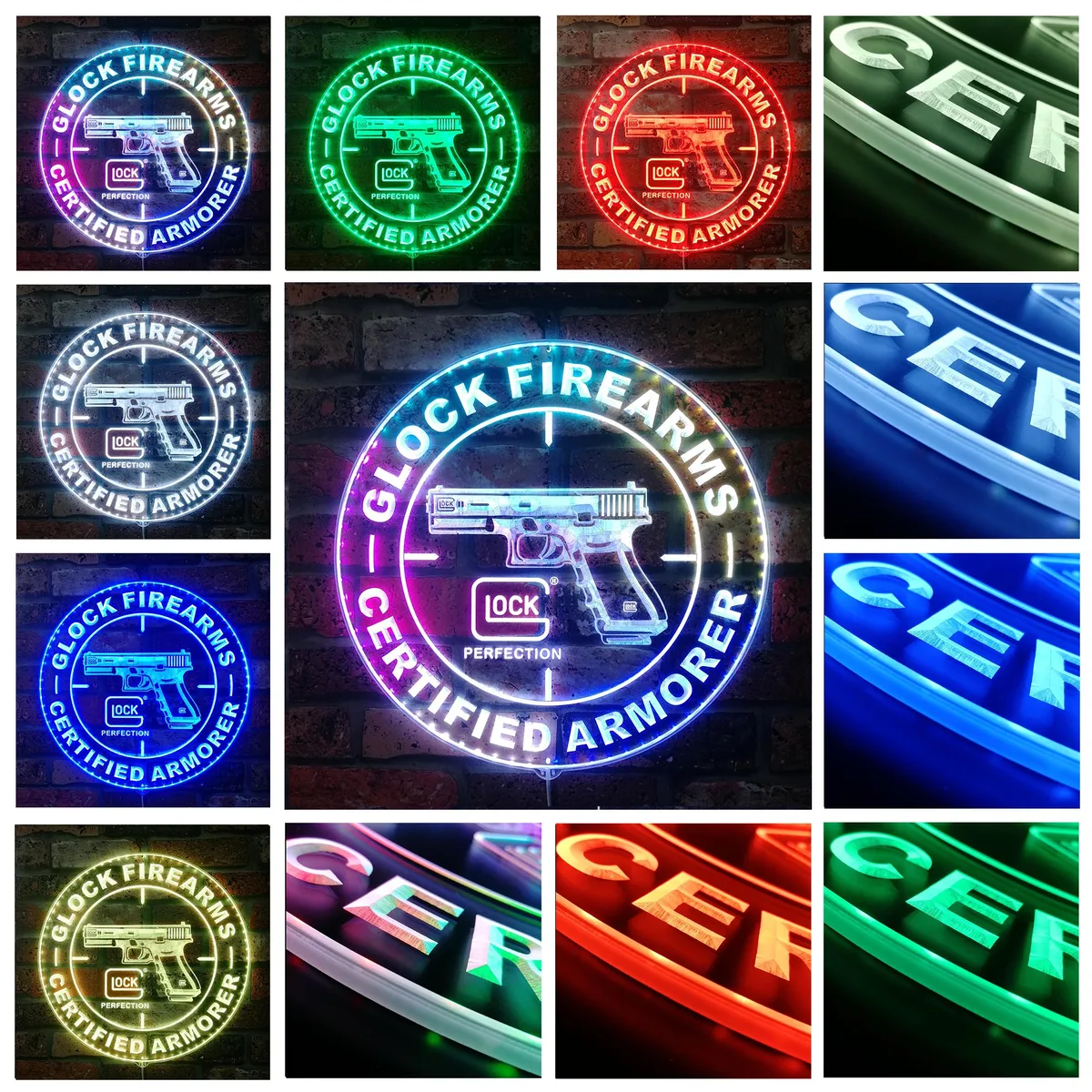 Glock Firearms Logo RGB LED Sign