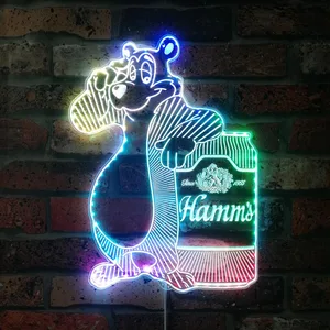 Hamm's Beer Hamms Bear with Can RGB LED Sign