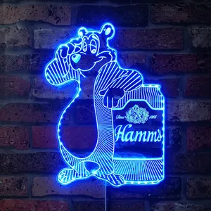 Hamm's Beer Hamms Bear with Can RGB LED Sign