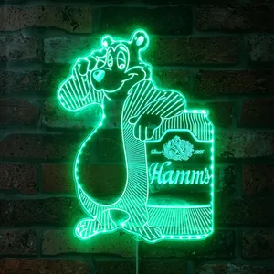 Hamm's Beer Hamms Bear with Can RGB LED Sign