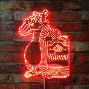 Hamm's Beer Hamms Bear with Can RGB LED Sign