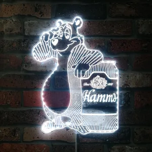Hamm's Beer Hamms Bear with Can RGB LED Sign