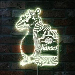 Hamm's Beer Hamms Bear with Can RGB LED Sign
