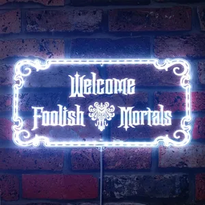 Haunted Mansion Welcome Foolish Mortals RGB LED Sign