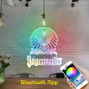 Jagermeister Logo with Cross Deer and Leaves RGB LED Sign