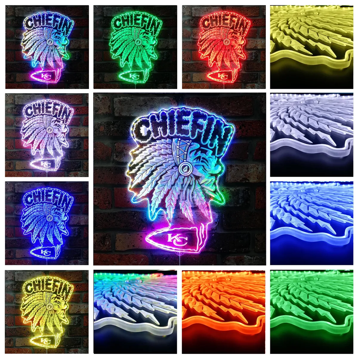 Kansas City Chiefs Chief RGB LED Sign