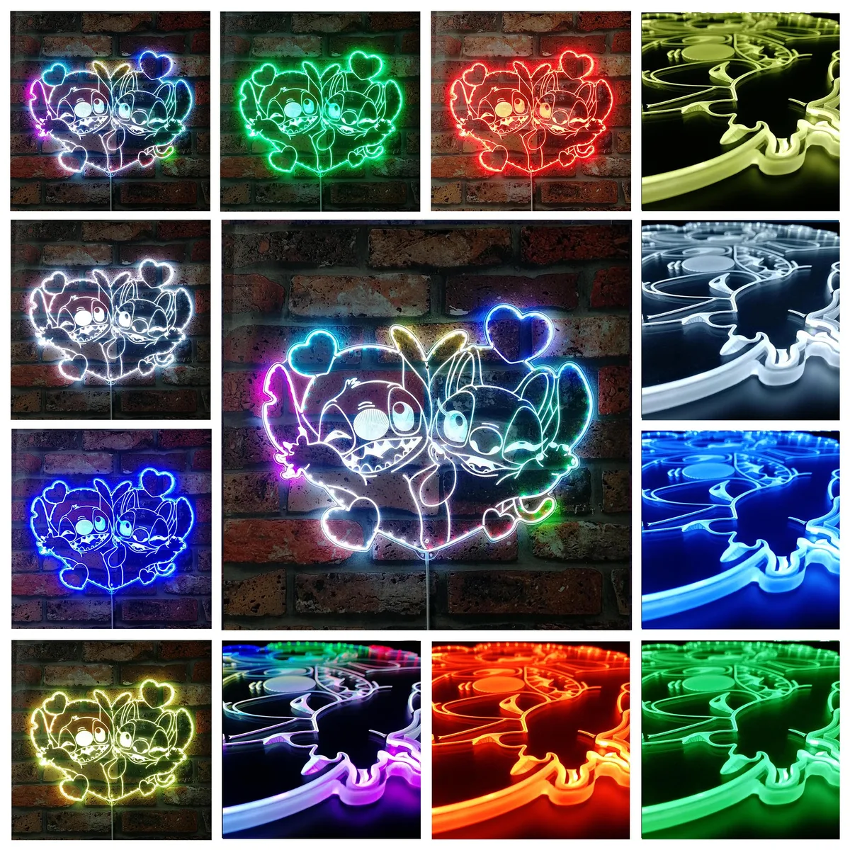 Lilo and Stitch Stitch and Angel RGB LED Sign