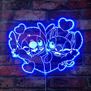 Lilo and Stitch Stitch and Angel RGB LED Sign
